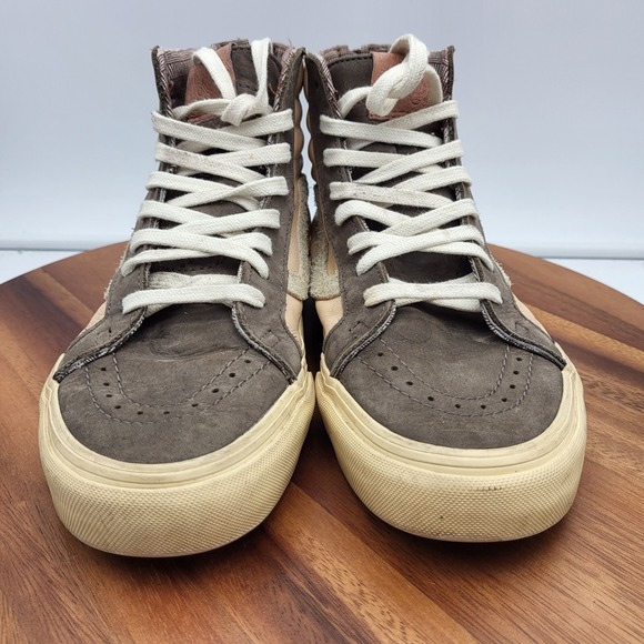 Vans Sneakers Womens 8.5 Peach Gray Leather Hi Top Shoes Skater 721277 - Picture 4 of 14